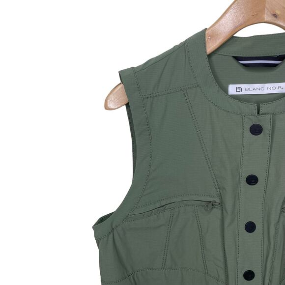 BLANC NOIR Caravan Short Sleeve Button Up Romper Army Green Size Small - Picture 5 of 14